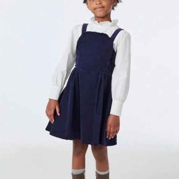 Janie & Jack Girls Corduroy Ruffle Fit Flare Dress Navy Blue Jumper Holiday 10